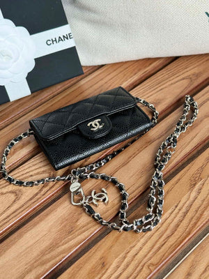 Chanel A81081 Wallet on Chain Shiny Calfskin Black Big ball - Gold - View 12