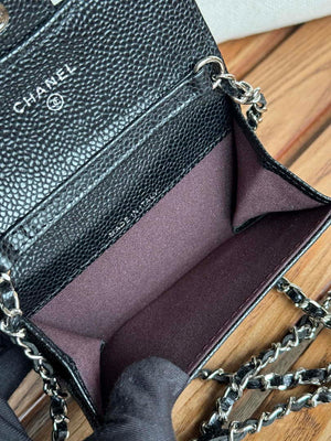Chanel A81081 Wallet on Chain Shiny Calfskin Black Big ball - Gold - View 18