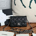 Chanel A81081 Wallet on Chain Shiny Calfskin Black small ball - Gold - View 1