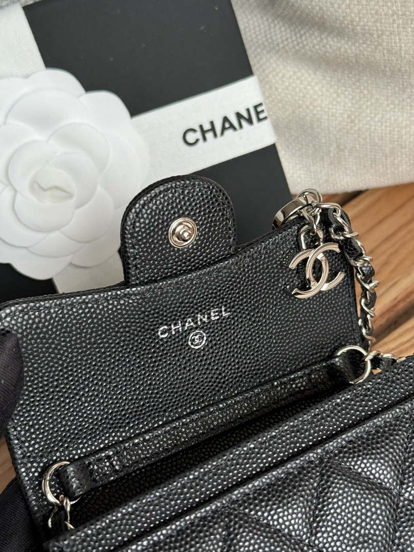 Chanel A81081 Wallet on Chain Shiny Calfskin Black small ball - Gold - View 7