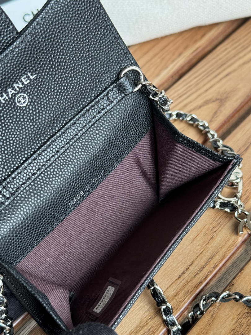 Chanel A81081 Wallet on Chain Shiny Calfskin Black small ball - Gold - View 8