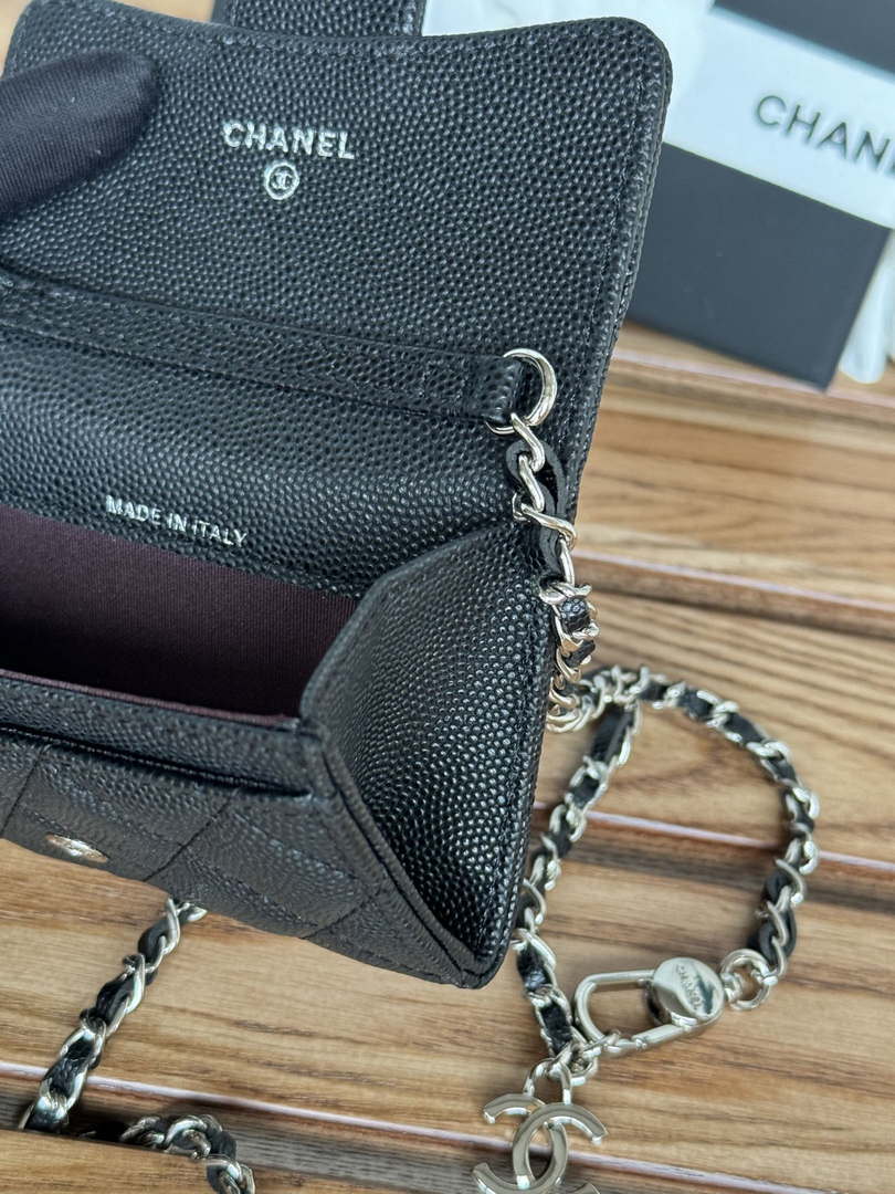 Chanel A81081 Wallet on Chain Shiny Calfskin Black small ball - Gold - View 9