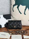 Chanel A81081 Wallet on Chain Shiny Calfskin Black small ball