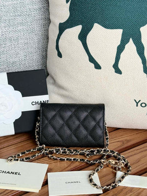 Chanel A81081 Wallet on Chain Shiny Calfskin Black small ball - Gold - View 11