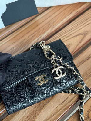Chanel A81081 Wallet on Chain Shiny Calfskin Black small ball - Gold - View 14