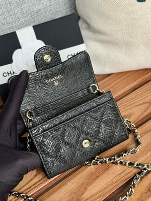 Chanel A81081 Wallet on Chain Shiny Calfskin Black small ball - Gold - View 15