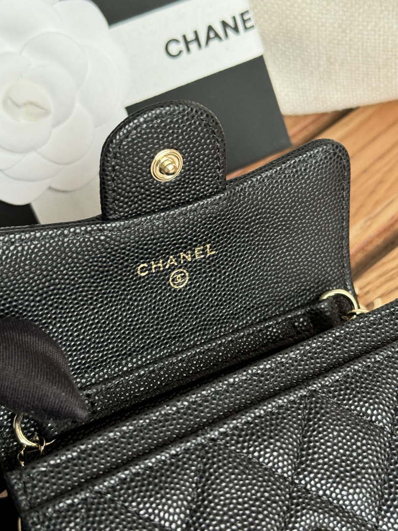 Chanel A81081 Wallet on Chain Shiny Calfskin Black small ball - Gold - View 16