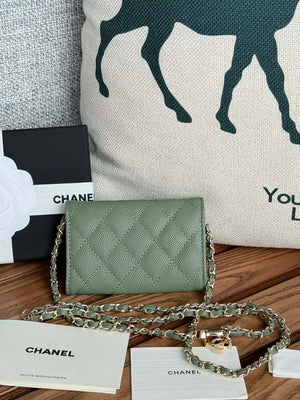 Chanel A81081 Wallet on Chain Shiny Calfskin Green - Default Title - View 2