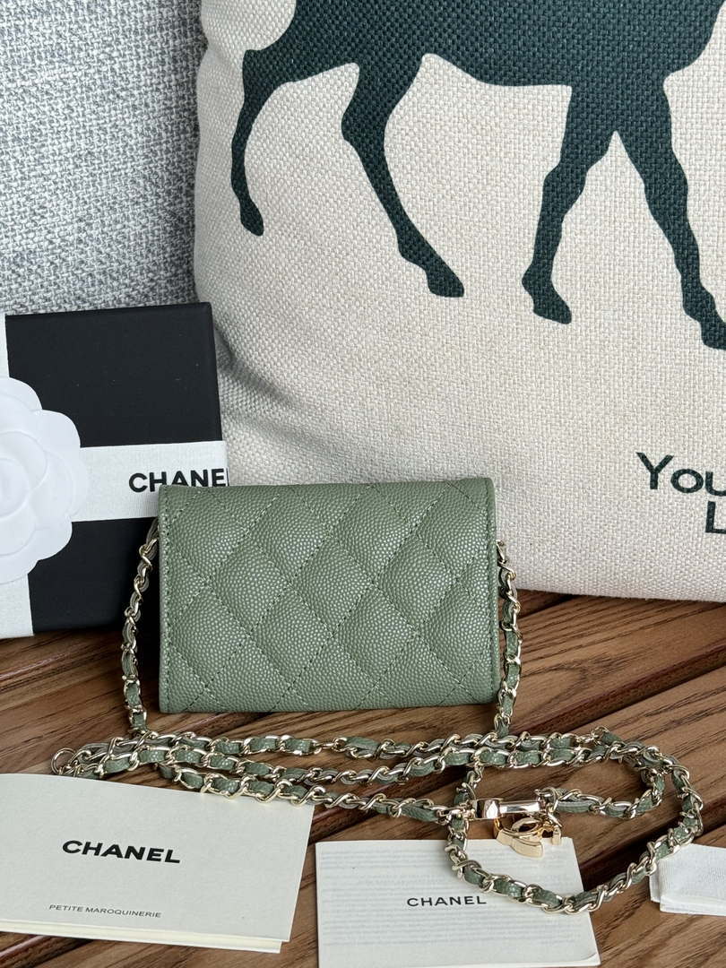 Chanel A81081 Wallet on Chain Shiny Calfskin Green