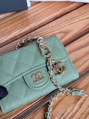 Chanel A81081 Wallet on Chain Shiny Calfskin Green - Default Title - View 5