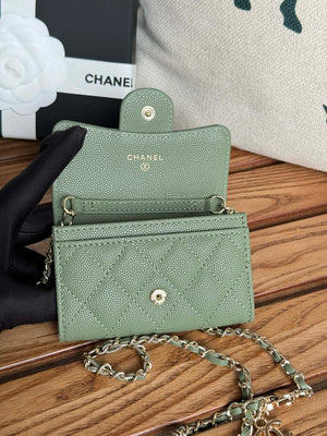 Chanel A81081 Wallet on Chain Shiny Calfskin Green - Default Title - View 6