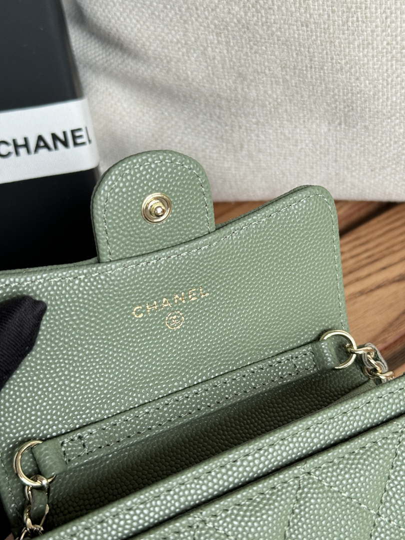 Chanel A81081 Wallet on Chain Shiny Calfskin Green - Default Title - View 7