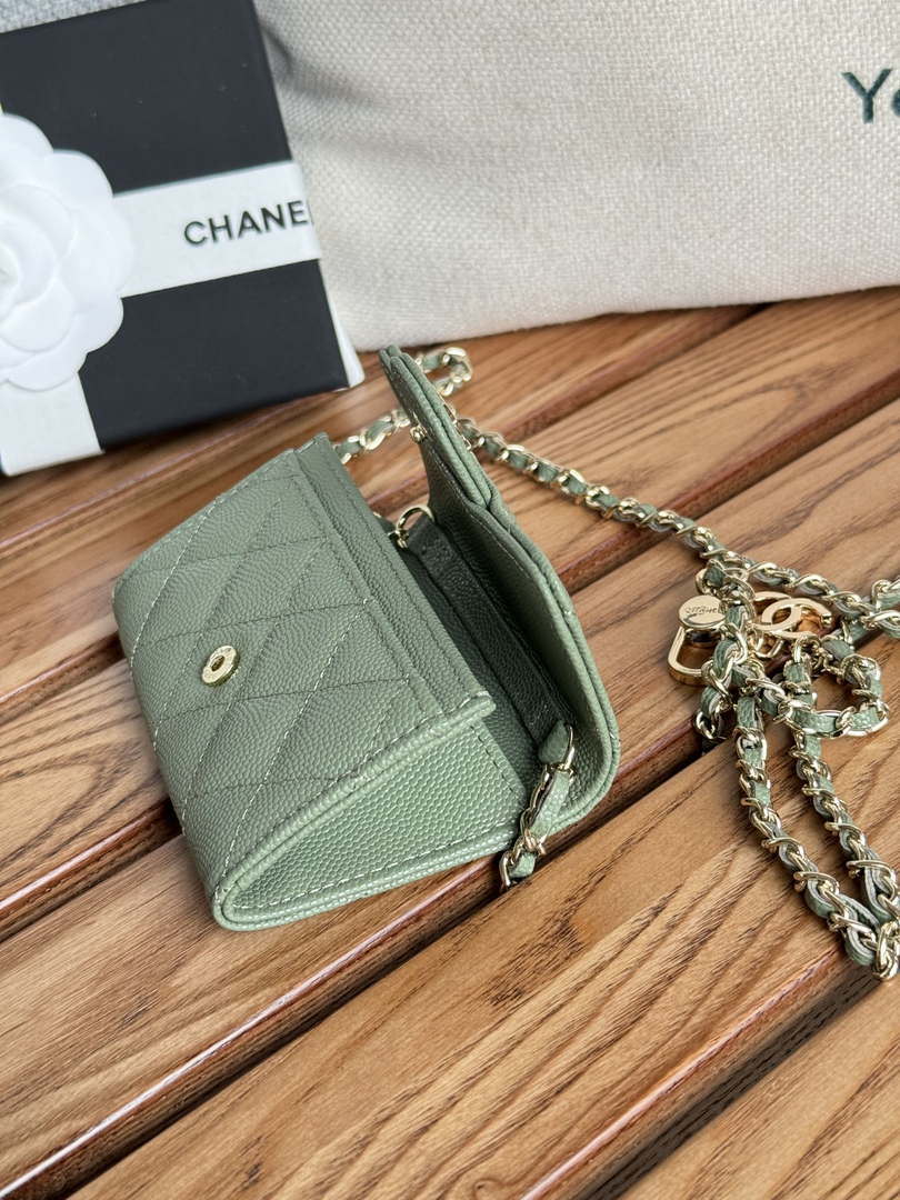 Chanel A81081 Wallet on Chain Shiny Calfskin Green - Default Title - View 9