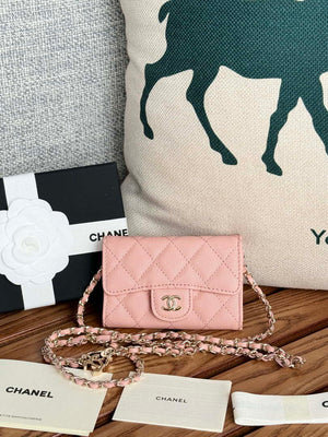 Chanel A81081 Wallet on Chain Shiny Calfskin Pink - Default Title - View 1