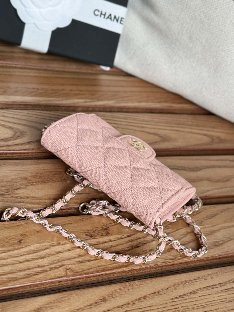 Chanel A81081 Wallet on Chain Shiny Calfskin Pink