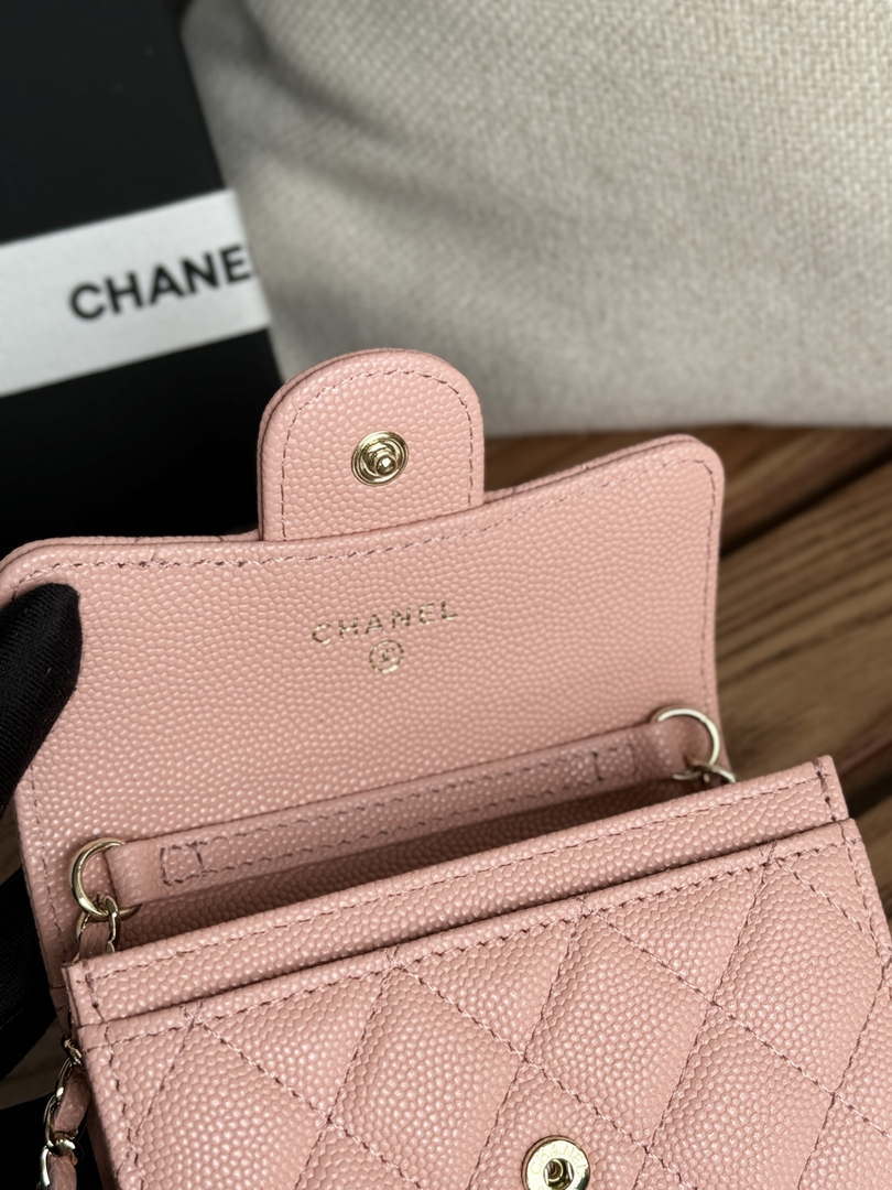 Chanel A81081 Wallet on Chain Shiny Calfskin Pink