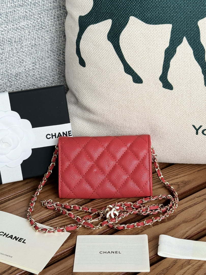 Chanel A81081 Wallet on Chain Shiny Calfskin Red - Default Title - View 2