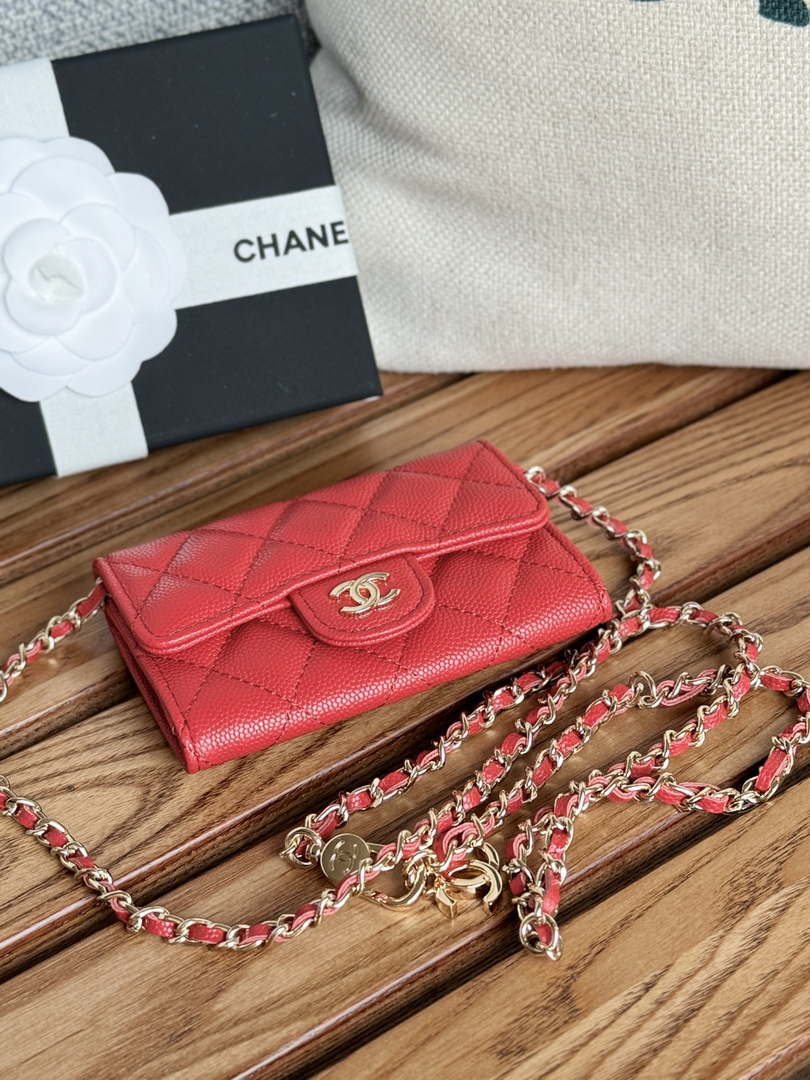 Chanel A81081 Wallet on Chain Shiny Calfskin Red - Default Title - View 3
