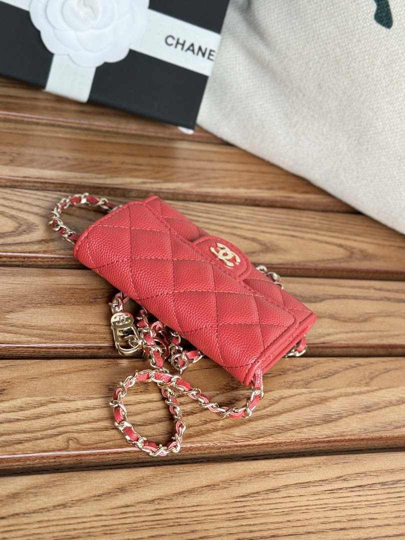 Chanel A81081 Wallet on Chain Shiny Calfskin Red - Default Title - View 4