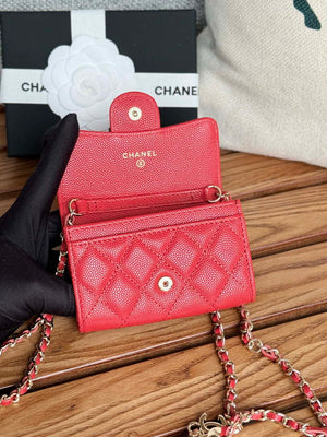 Chanel A81081 Wallet on Chain Shiny Calfskin Red - Default Title - View 6