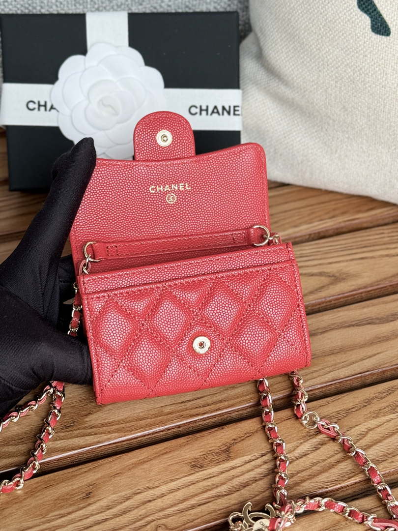 Chanel A81081 Wallet on Chain Shiny Calfskin Red - Default Title - View 6
