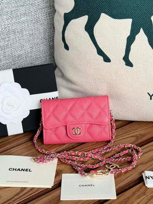 Chanel A81081 Wallet on Chain Shiny Calfskin Rose Red - Default Title - View 1