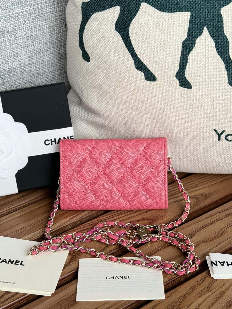 Chanel A81081 Wallet on Chain Shiny Calfskin Rose Red - Default Title - View 2