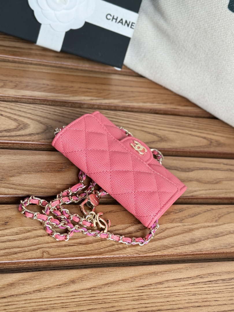Chanel A81081 Wallet on Chain Shiny Calfskin Rose Red - Default Title - View 4