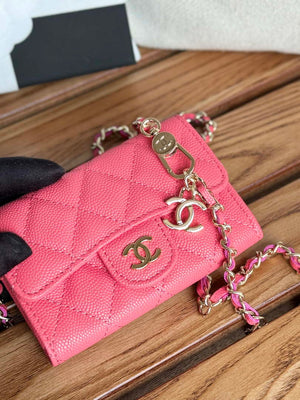 Chanel A81081 Wallet on Chain Shiny Calfskin Rose Red - Default Title - View 5