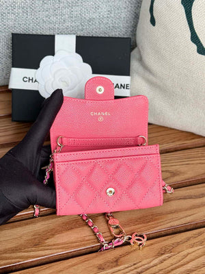 Chanel A81081 Wallet on Chain Shiny Calfskin Rose Red - Default Title - View 6