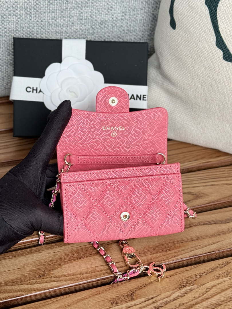 Chanel A81081 Wallet on Chain Shiny Calfskin Rose Red - Default Title - View 6