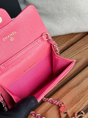 Chanel A81081 Wallet on Chain Shiny Calfskin Rose Red - Default Title - View 8