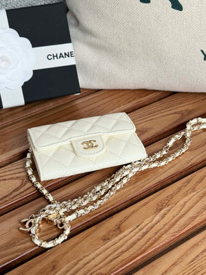 Chanel A81081 Wallet on Chain Shiny Calfskin White - Default Title - View 3