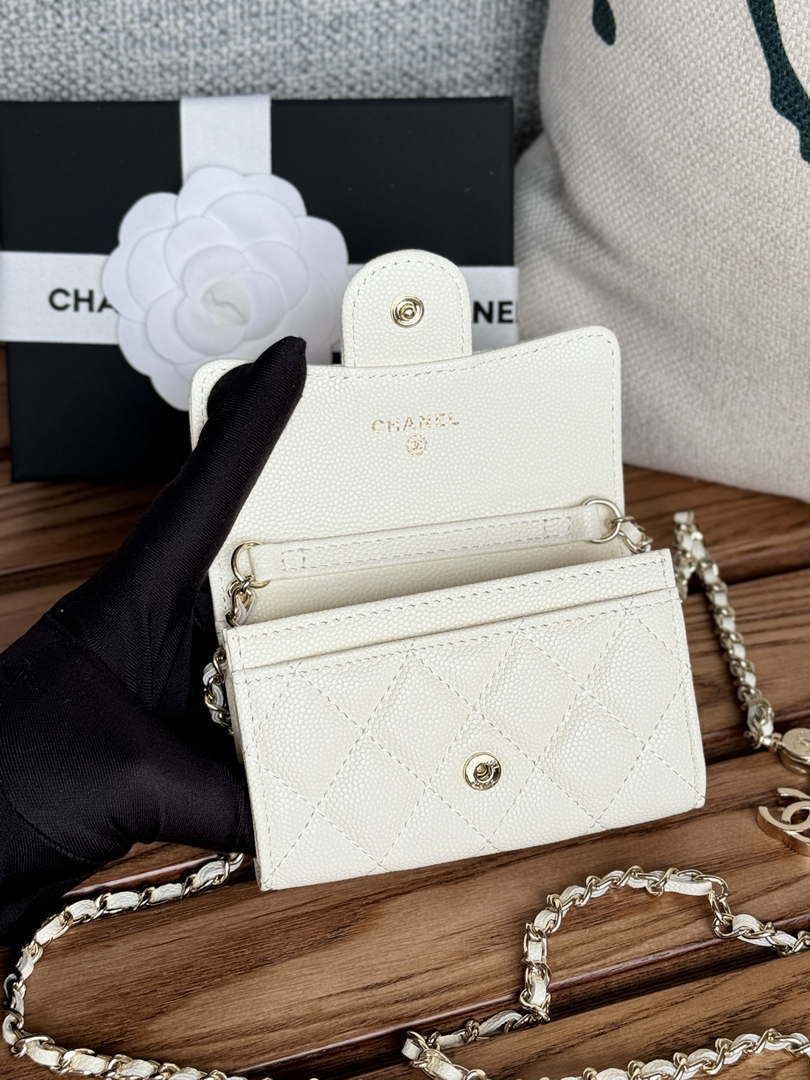 Chanel A81081 Wallet on Chain Shiny Calfskin White - Default Title - View 6