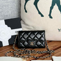 Chanel A81081 Wallet on Chain Shiny Lambskin Black - Gold - View 1