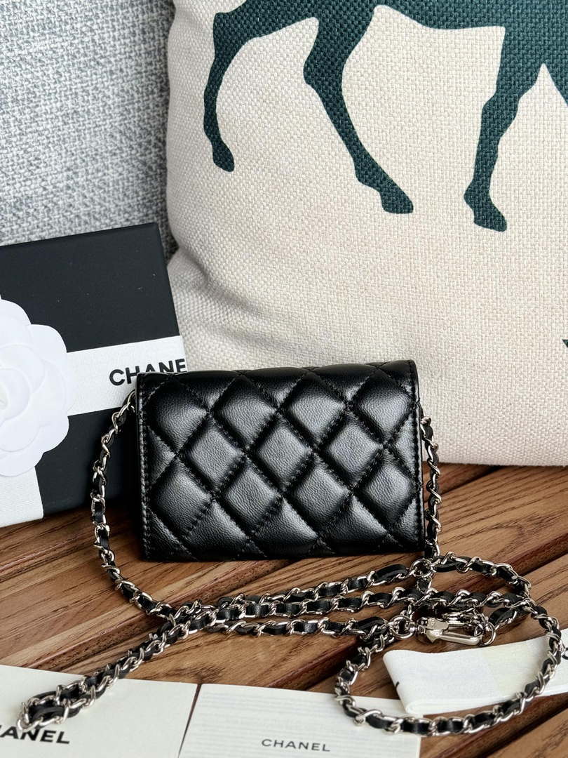 Chanel A81081 Wallet on Chain Shiny Lambskin Black