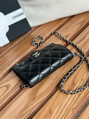 Chanel A81081 Wallet on Chain Shiny Lambskin Black - Gold - View 14
