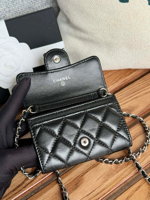 Chanel A81081 Wallet on Chain Shiny Lambskin Black - Gold - View 16