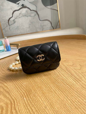 Chanel A81181 22 Spring/Summer Pearl chain belt bag Black - Default Title - View 1