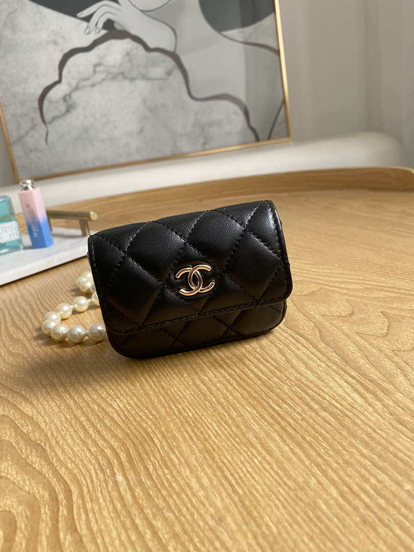 Chanel A81181 22 Spring/Summer Pearl chain belt bag Black - Default Title - View 1