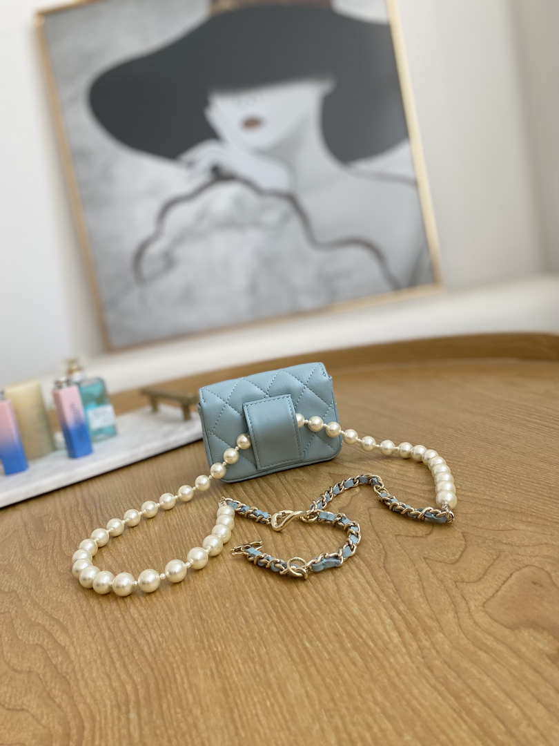 Chanel A81181 22 Spring/Summer Pearl chain belt bag Blue - Default Title - View 2