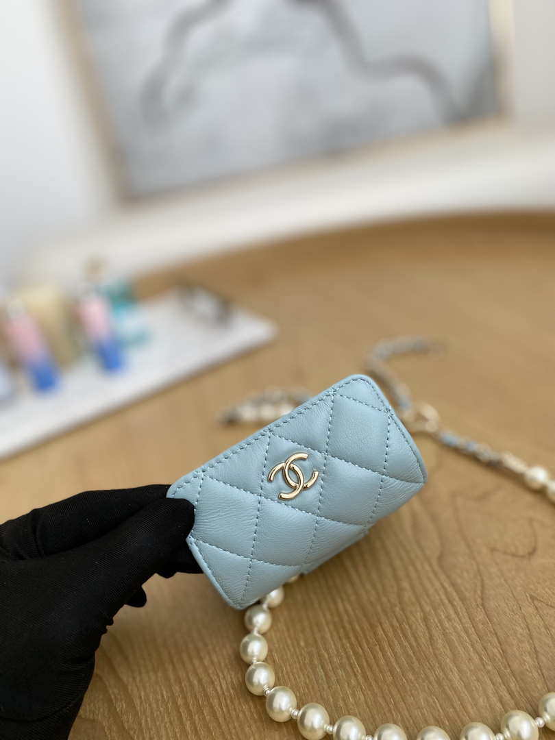 Chanel A81181 22 Spring/Summer Pearl chain belt bag Blue - Default Title - View 3