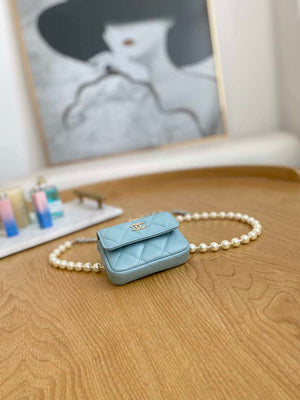 Chanel A81181 22 Spring/Summer Pearl chain belt bag Blue - Default Title - View 6