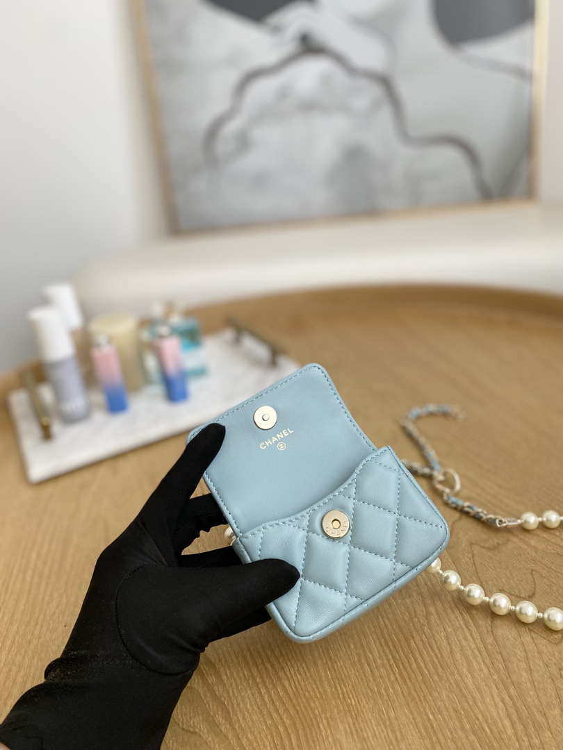 Chanel A81181 22 Spring/Summer Pearl chain belt bag Blue - Default Title - View 7