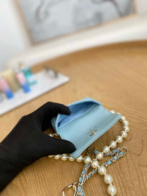 Chanel A81181 22 Spring/Summer Pearl chain belt bag Blue - Default Title - View 8