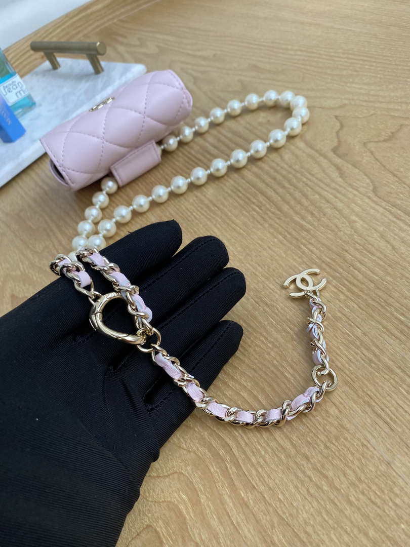 Chanel A81181 22 Spring/Summer Pearl chain belt bag pink - Default Title - View 6