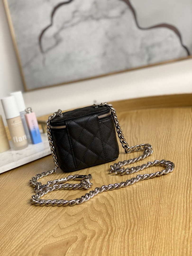 Chanel A81193 Mini Vanity with chain Calfskin Sliver Balck - Default Title - View 2