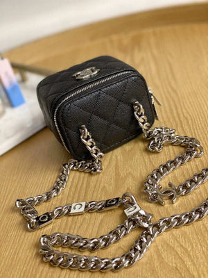 Chanel A81193 Mini Vanity with chain Calfskin Sliver Balck - Default Title - View 3
