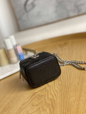 Chanel A81193 Mini Vanity with chain Calfskin Sliver Balck - Default Title - View 5