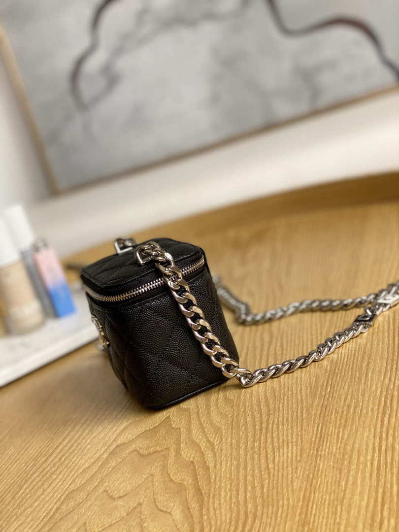Chanel A81193 Mini Vanity with chain Calfskin Sliver Balck - Default Title - View 7
